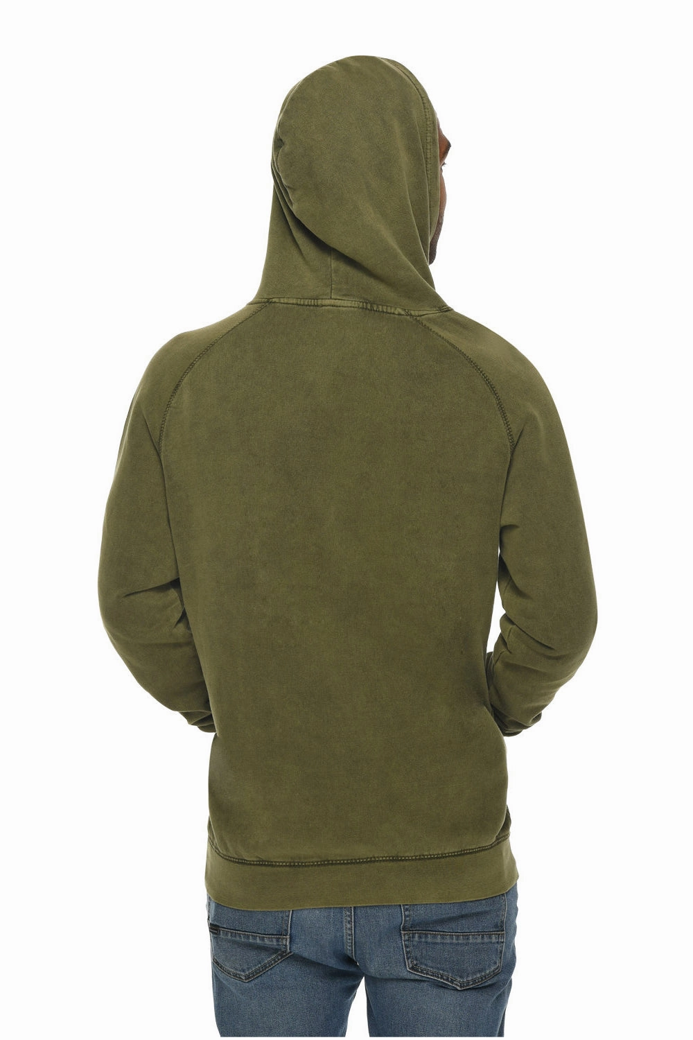 Lane Seven Mens Vintage Raglan Hooded Sweatshirt Hoodie w/ Pouch Pocket - Vintage Olive Green