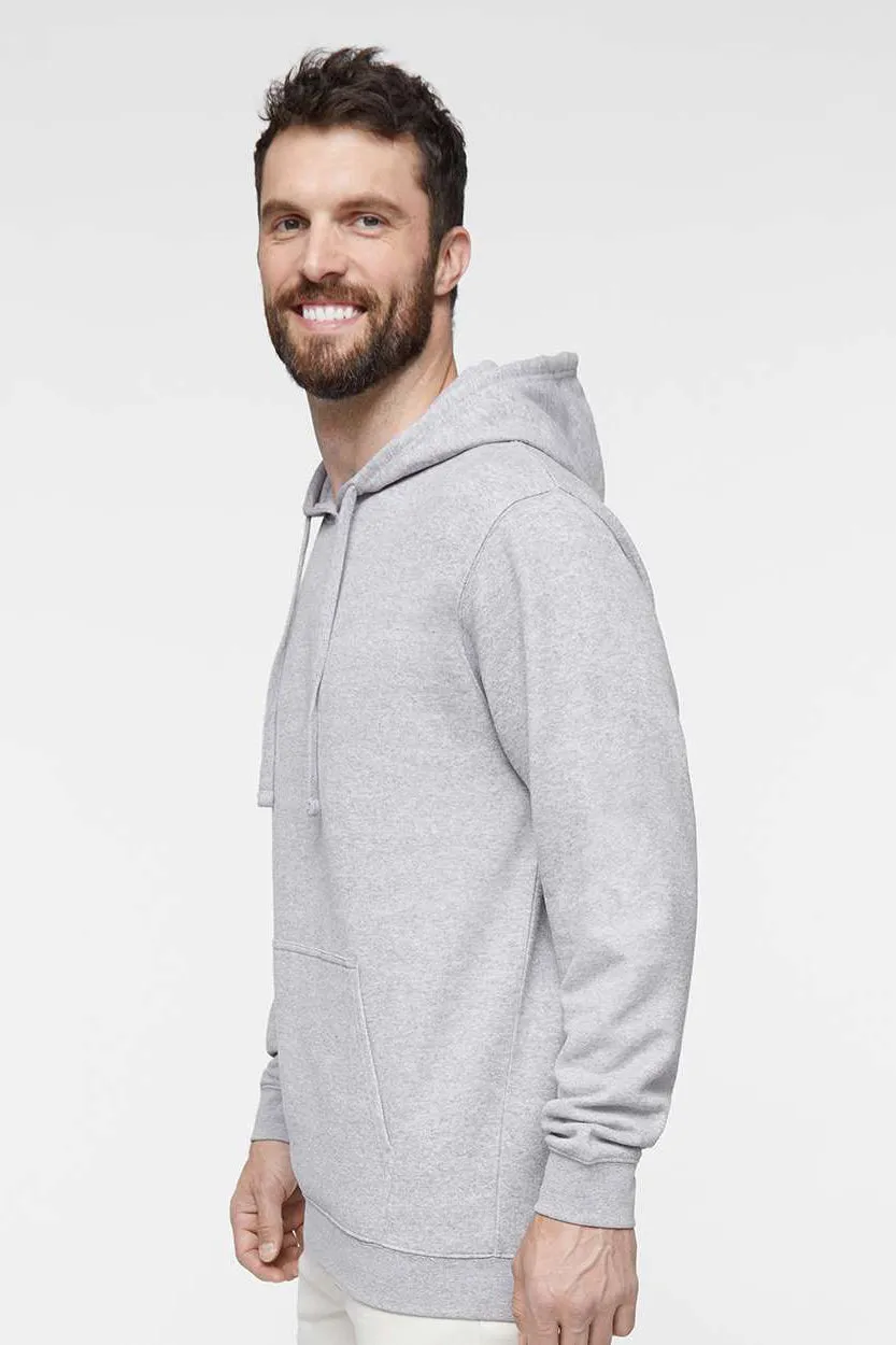 LAT Mens Elevated Fleece Basic Hooded Sweatshirt Hoodie w/ Pouch Pocket - Heather Grey