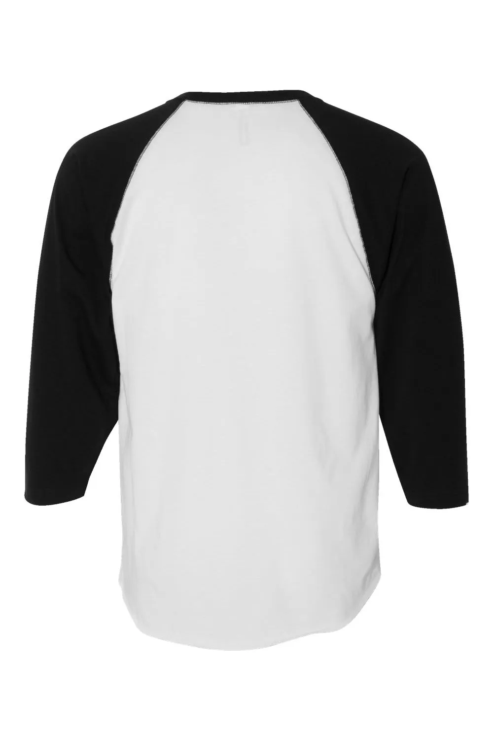 LAT Mens Fine Jersey Baseball 3/4 Sleeve Crewneck T-Shirt - White/Black