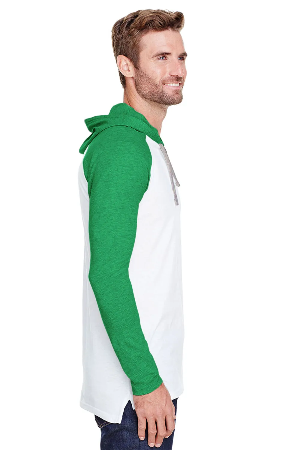 LAT Mens Fine Jersey Hooded Sweatshirt - White/Green