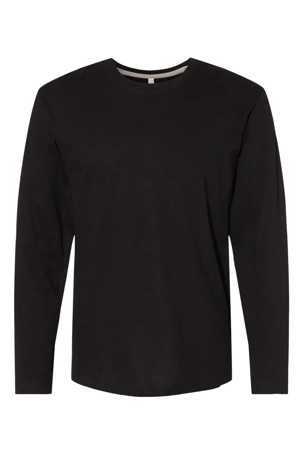LAT Mens Fine Jersey Long Sleeve Crewneck T-Shirt - Black
