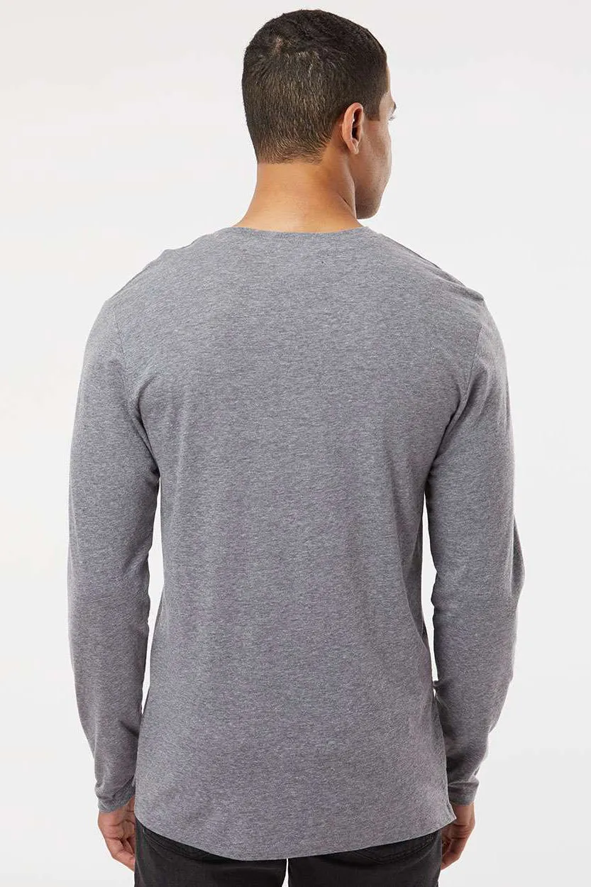 LAT Mens Fine Jersey Long Sleeve Crewneck T-Shirt - Heather Granite Grey