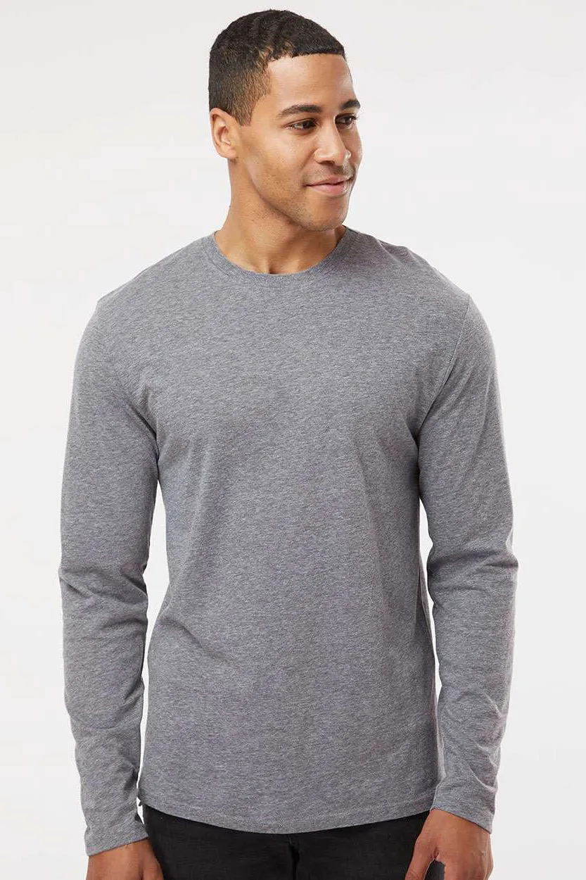 LAT Mens Fine Jersey Long Sleeve Crewneck T-Shirt - Heather Granite Grey