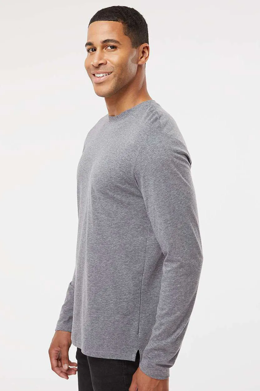 LAT Mens Fine Jersey Long Sleeve Crewneck T-Shirt - Heather Granite Grey