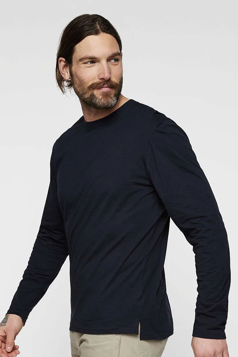 LAT Mens Fine Jersey Long Sleeve Crewneck T-Shirt - Navy Blue