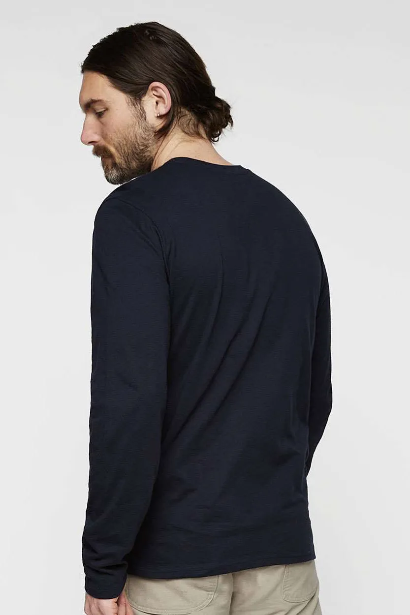 LAT Mens Fine Jersey Long Sleeve Crewneck T-Shirt - Navy Blue