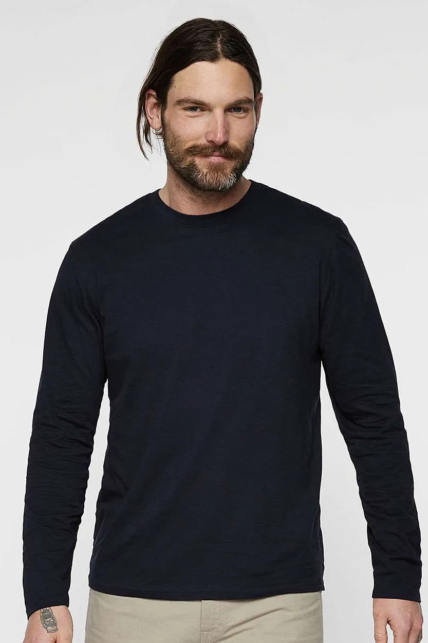 LAT Mens Fine Jersey Long Sleeve Crewneck T-Shirt - Navy Blue