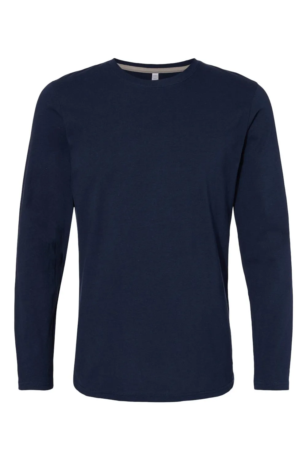 LAT Mens Fine Jersey Long Sleeve Crewneck T-Shirt - Navy Blue