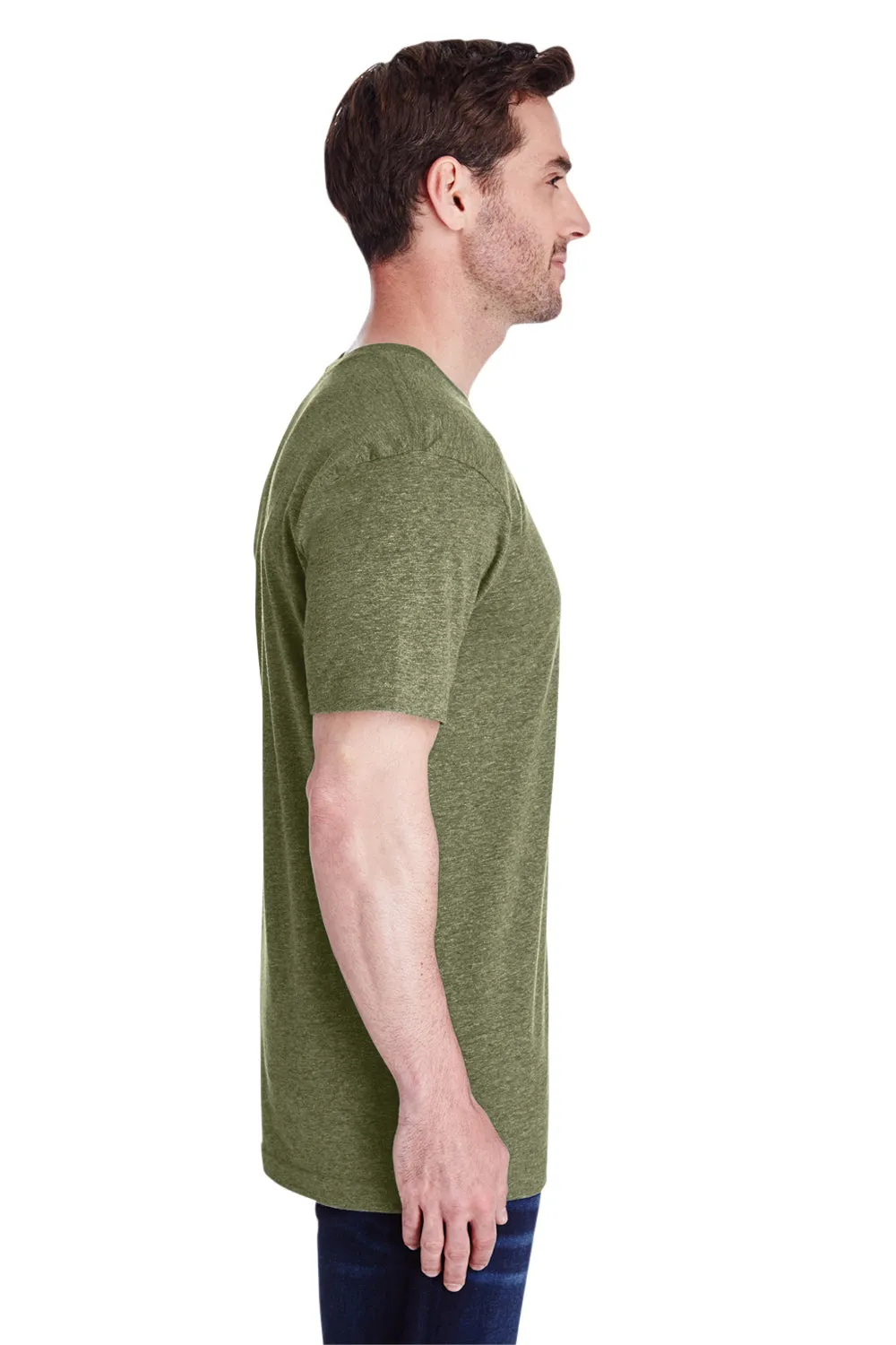 LAT Mens Fine Jersey Short Sleeve Crewneck T-Shirt - Military Green