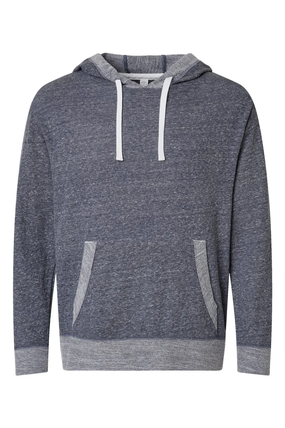 LAT Mens Harborside Melange French Terry Hooded Sweatshirt Hoodie w/ Pouch Pocket - Navy Blue - Closeout