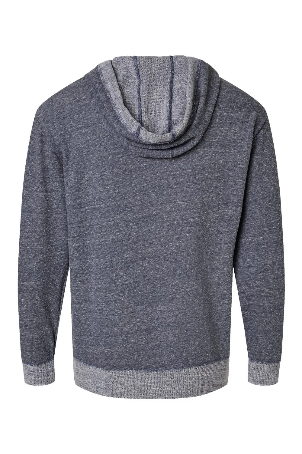 LAT Mens Harborside Melange French Terry Hooded Sweatshirt Hoodie w/ Pouch Pocket - Navy Blue - Closeout