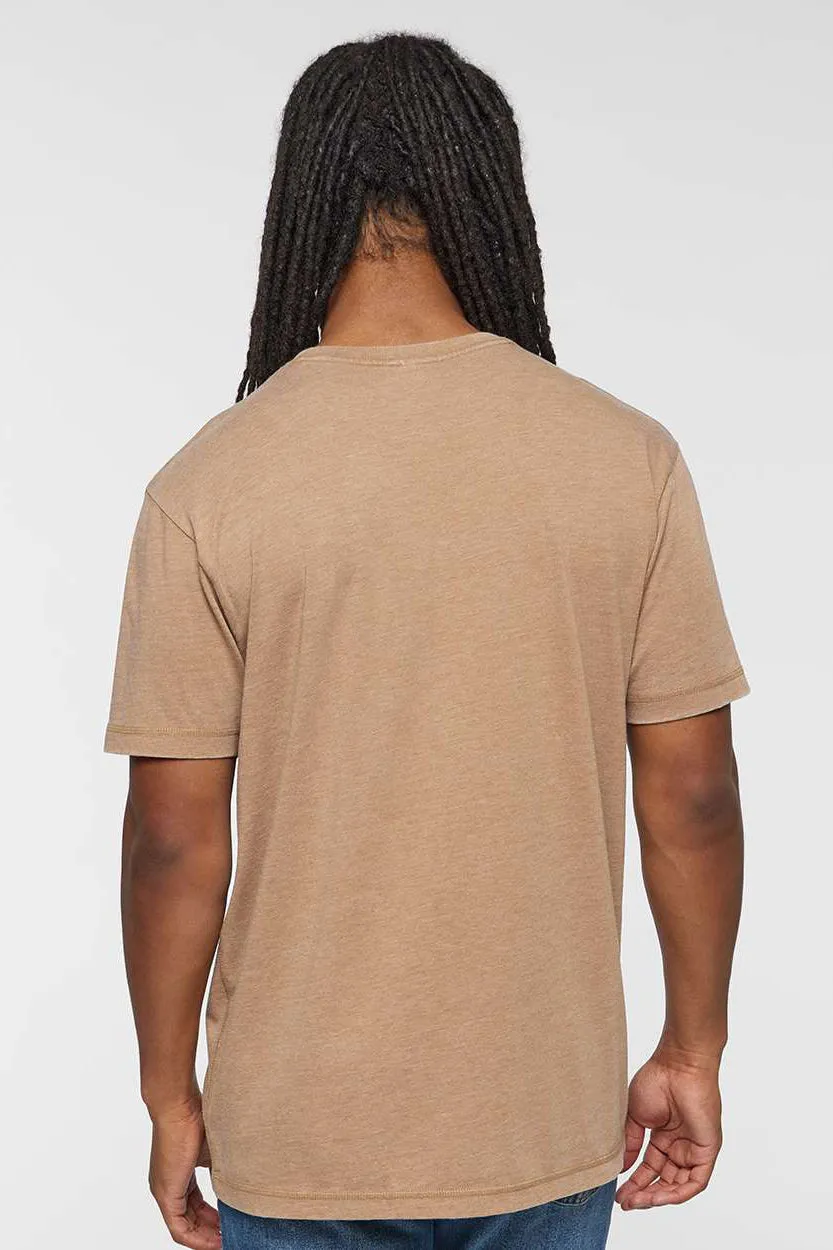 LAT Mens Vintage Wash Short Sleeve Crewneck T-Shirt - Coyote Brown