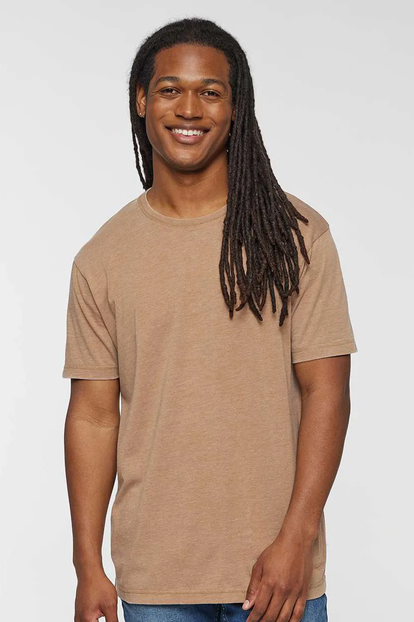 LAT Mens Vintage Wash Short Sleeve Crewneck T-Shirt - Coyote Brown