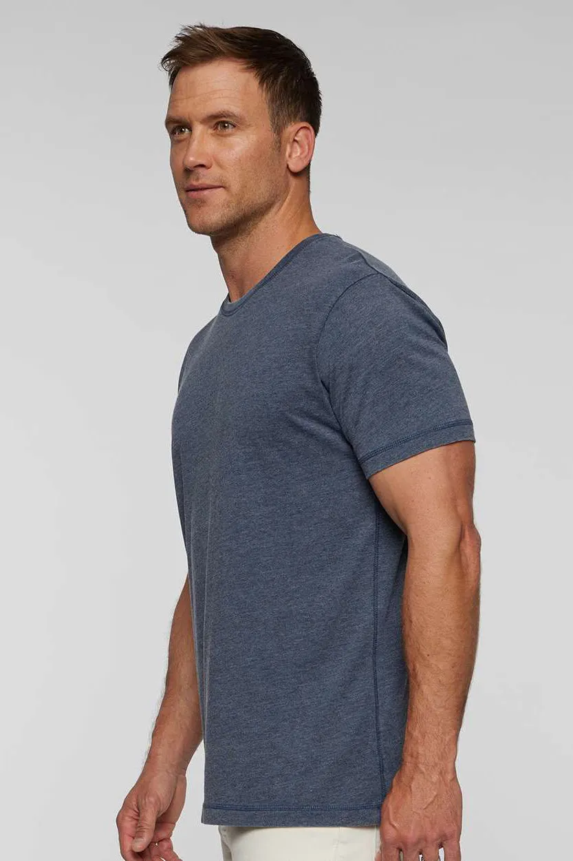 LAT Mens Vintage Wash Short Sleeve Crewneck T-Shirt - Navy Blue