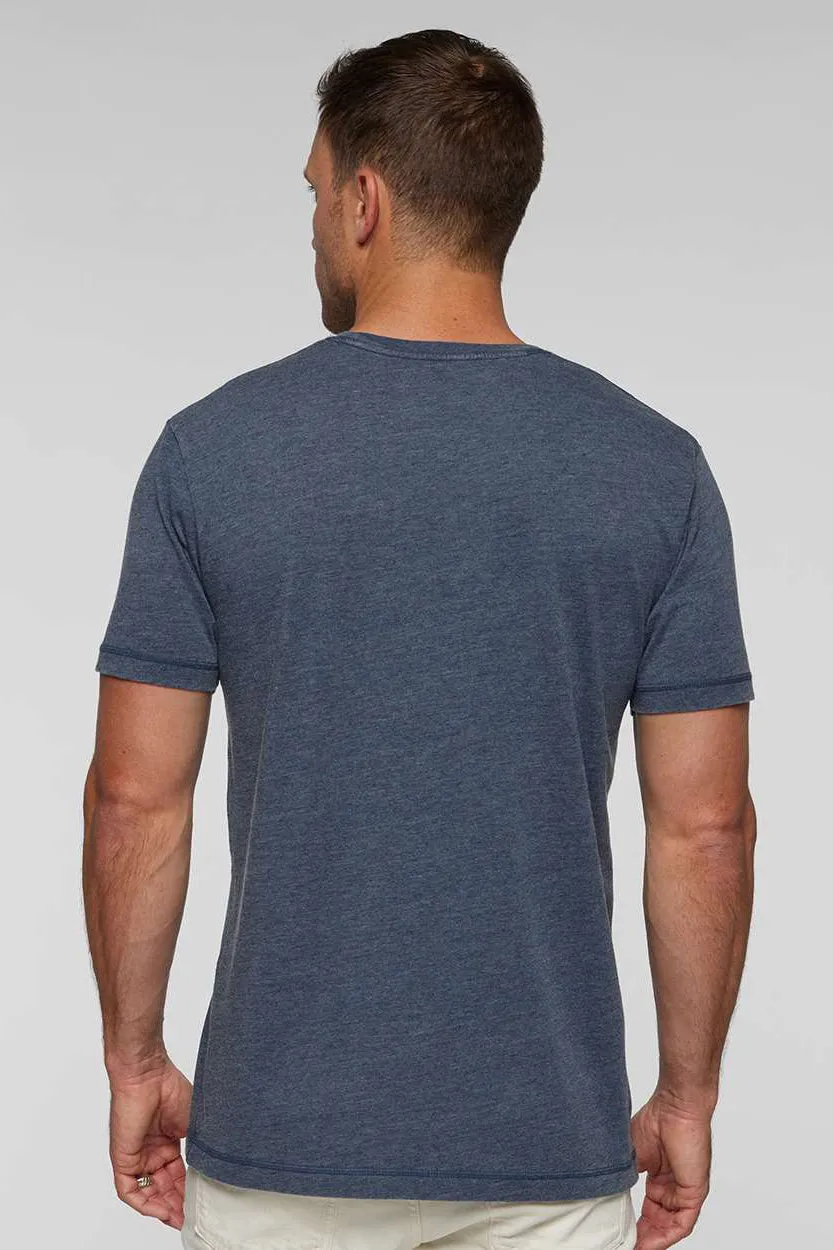 LAT Mens Vintage Wash Short Sleeve Crewneck T-Shirt - Navy Blue