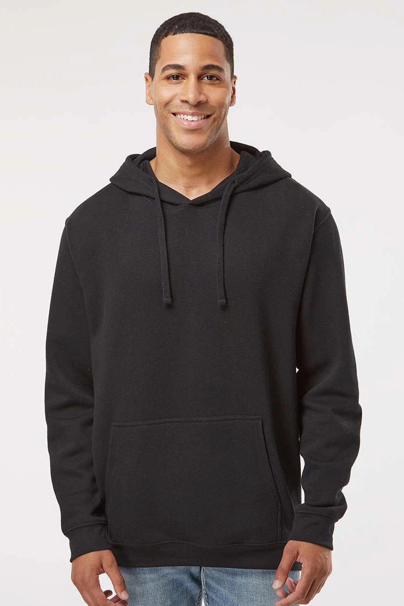 LAT Mens Elevated Fleece Basic Hooded Sweatshirt Hoodie w/ Pouch Pocket - Black