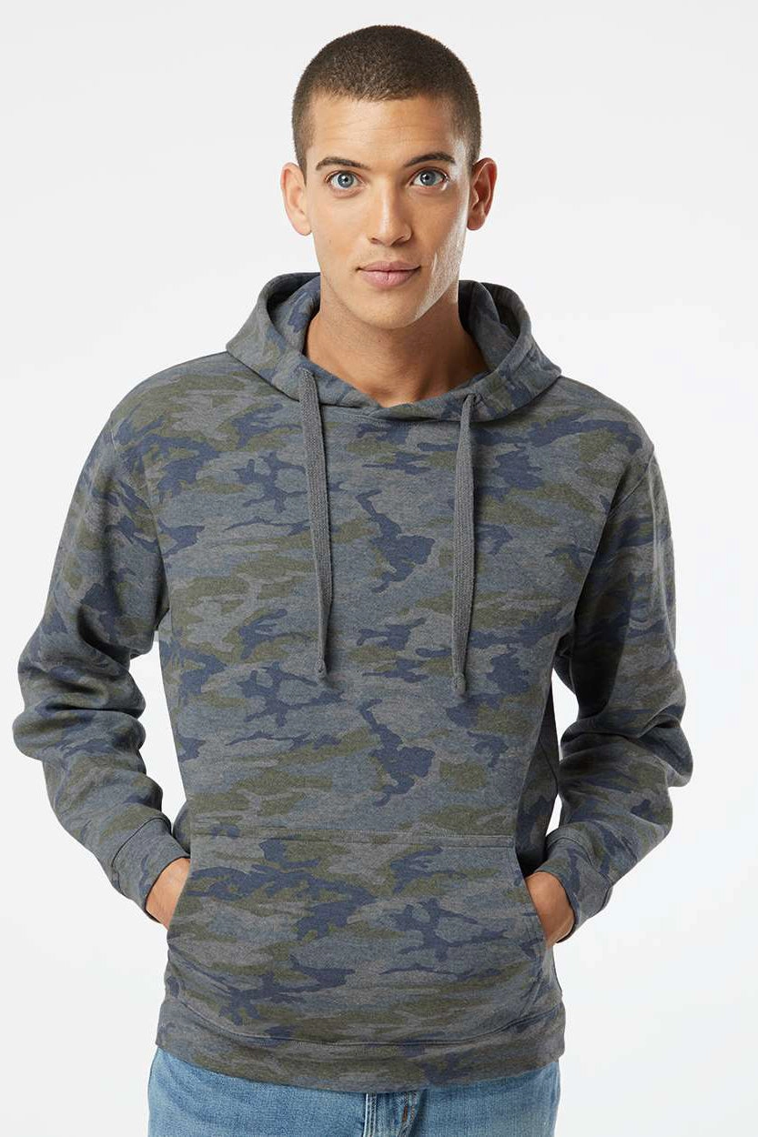 LAT Mens Elevated Fleece Basic Hooded Sweatshirt Hoodie w/ Pouch Pocket - Vintage Camo