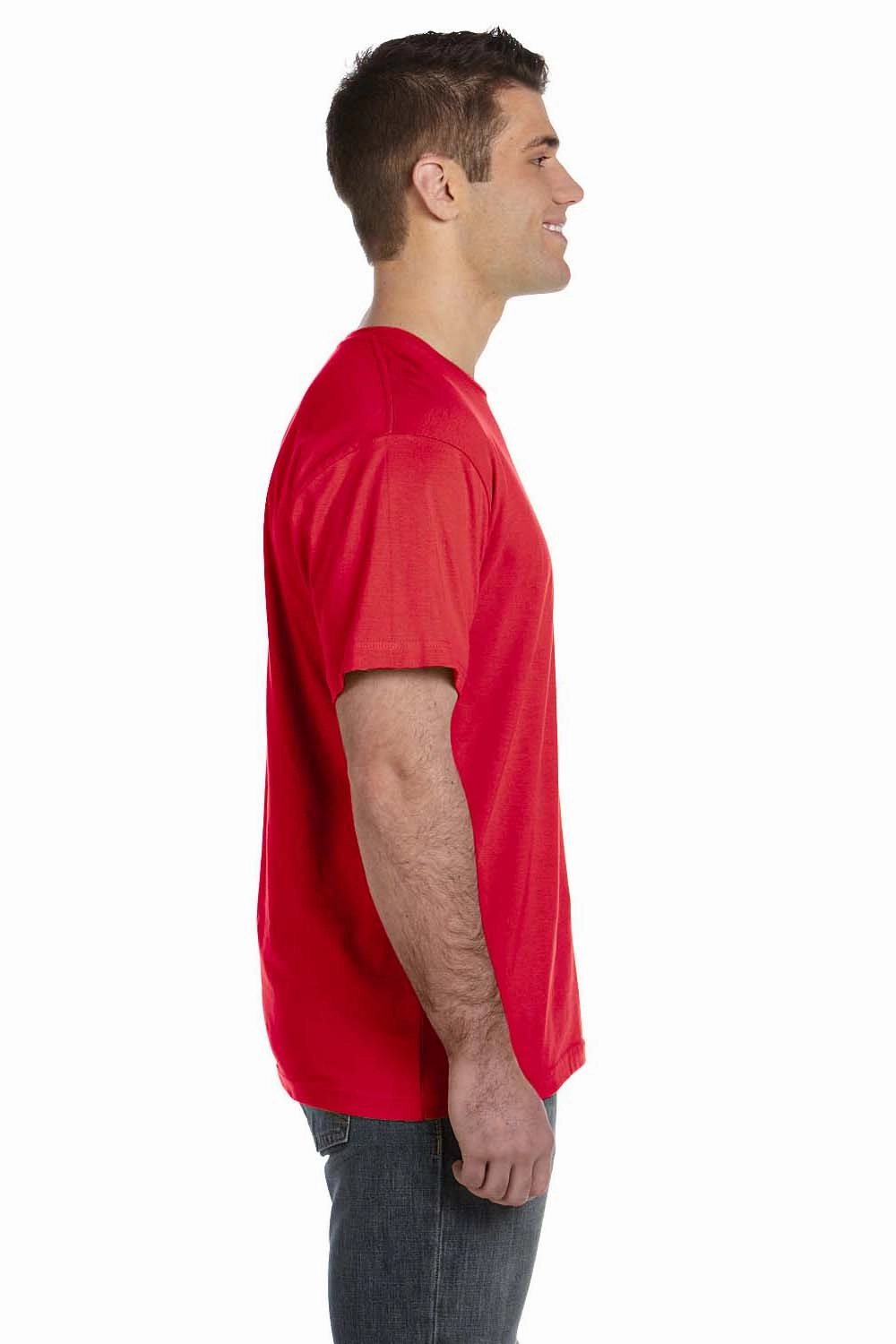 LAT Mens Fine Jersey Short Sleeve Crewneck T-Shirt - Red