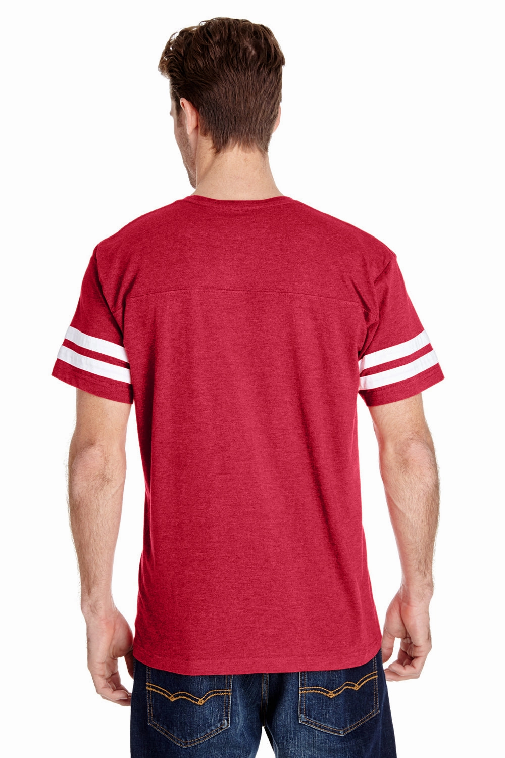 LAT Mens Fine Jersey Short Sleeve Crewneck T-Shirt - Vintage Red/White