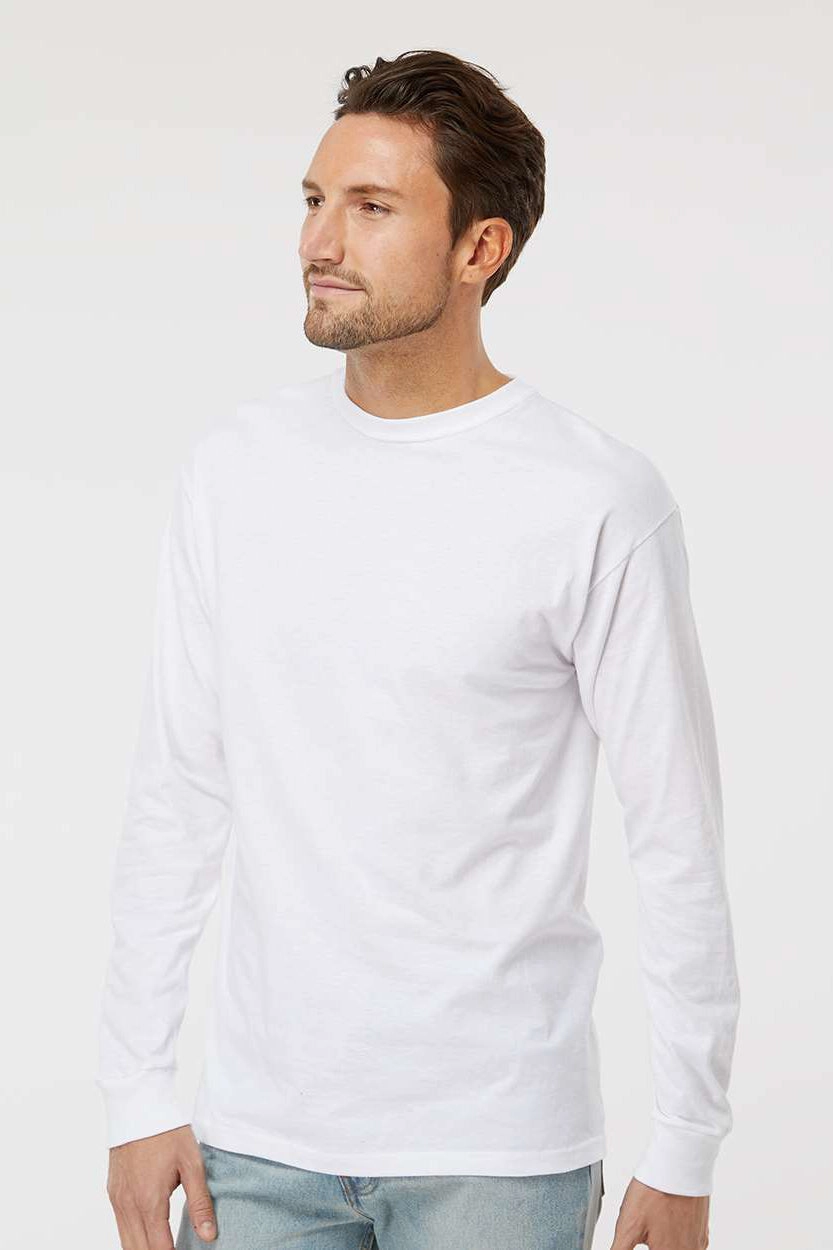 M&O Mens Gold Soft Touch Long Sleeve Crewneck T-Shirt - White