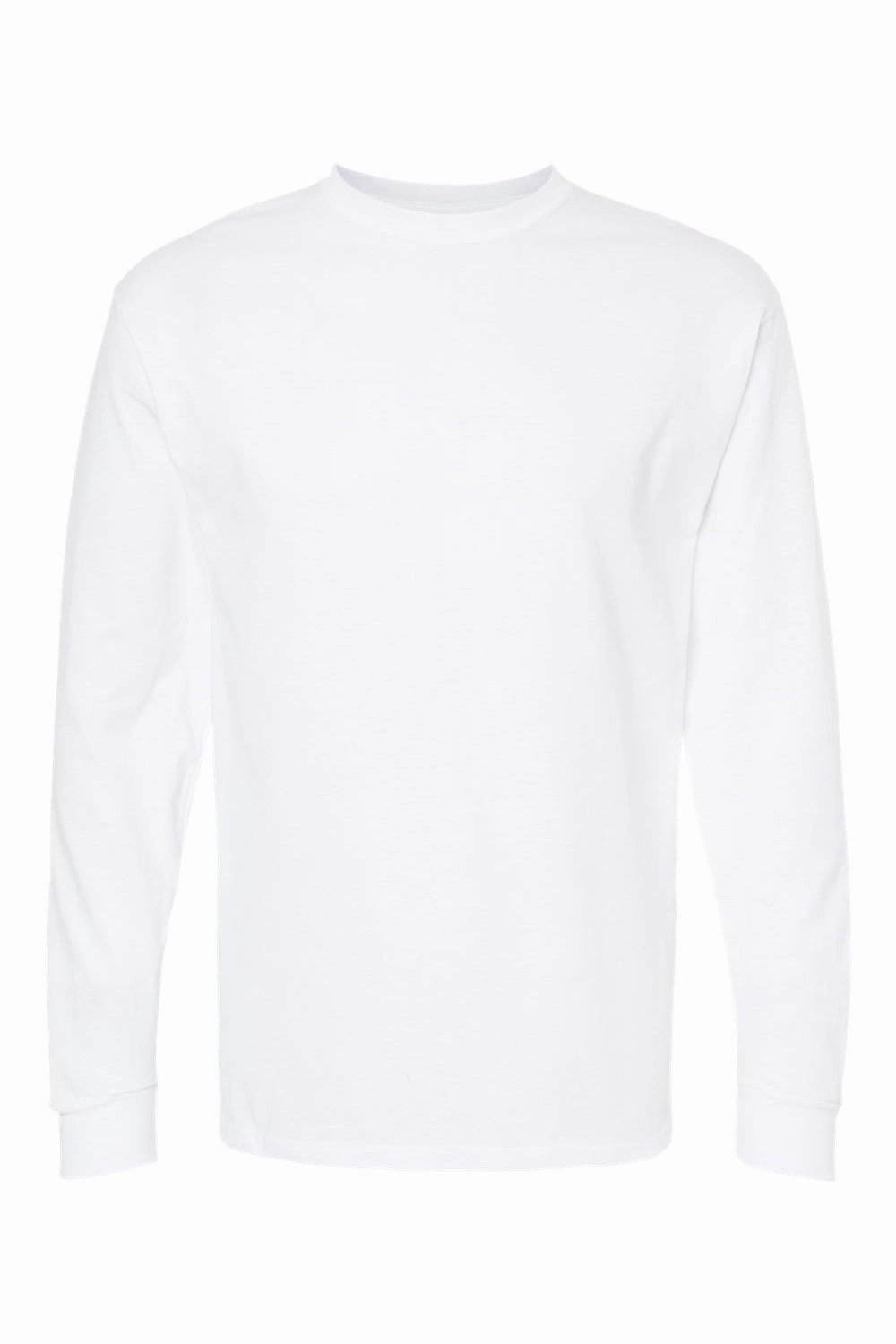 M&O Mens Gold Soft Touch Long Sleeve Crewneck T-Shirt - White