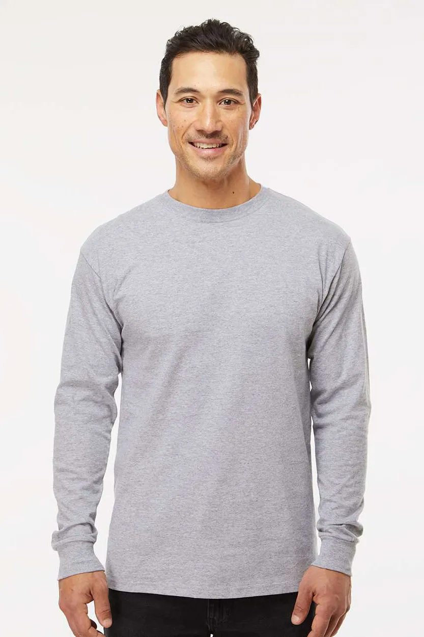 M&O Mens Gold Soft Touch Long Sleeve Crewneck T-Shirt - Athletic Grey