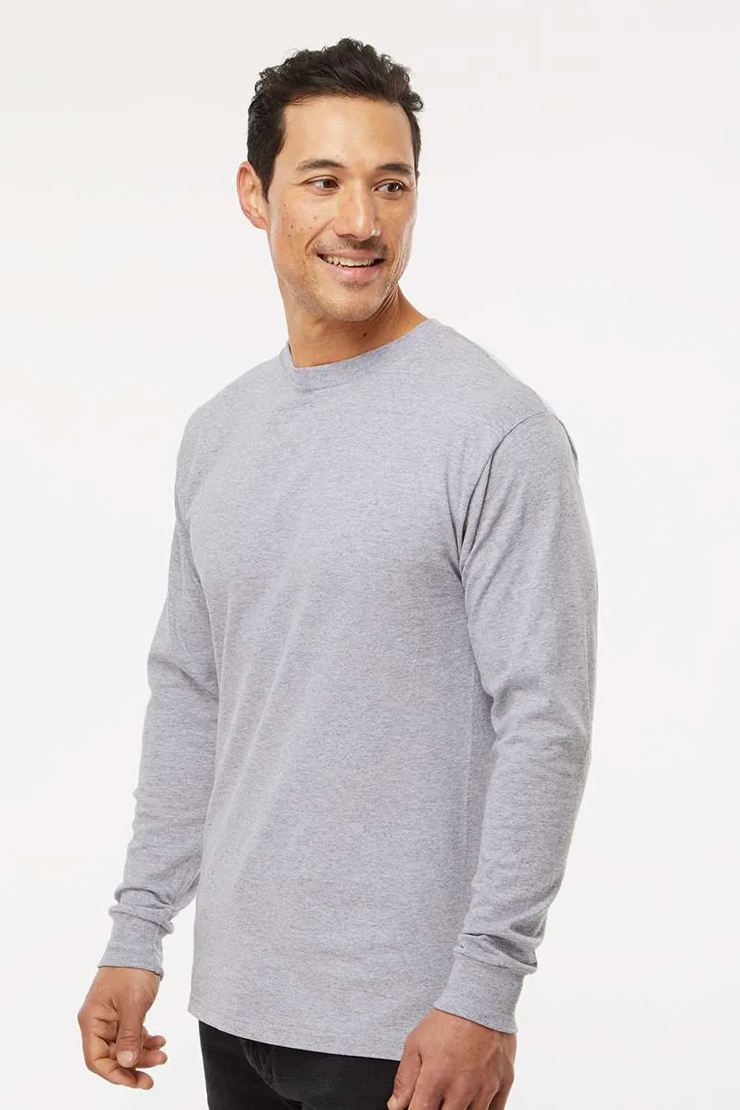M&O Mens Gold Soft Touch Long Sleeve Crewneck T-Shirt - Athletic Grey