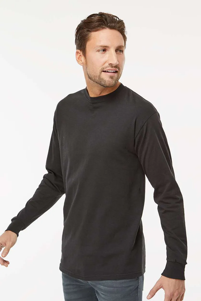 M&O Mens Gold Soft Touch Long Sleeve Crewneck T-Shirt - Black