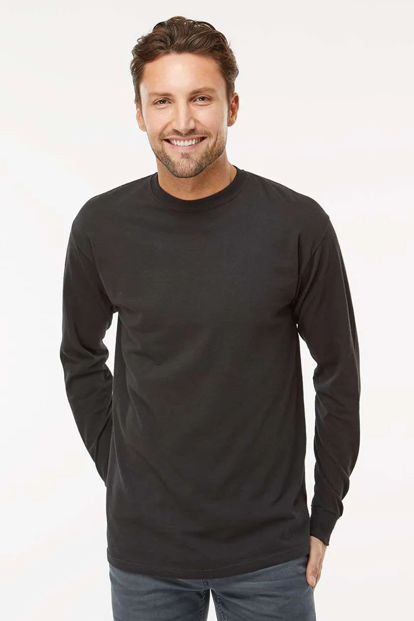 M&O Mens Gold Soft Touch Long Sleeve Crewneck T-Shirt - Black