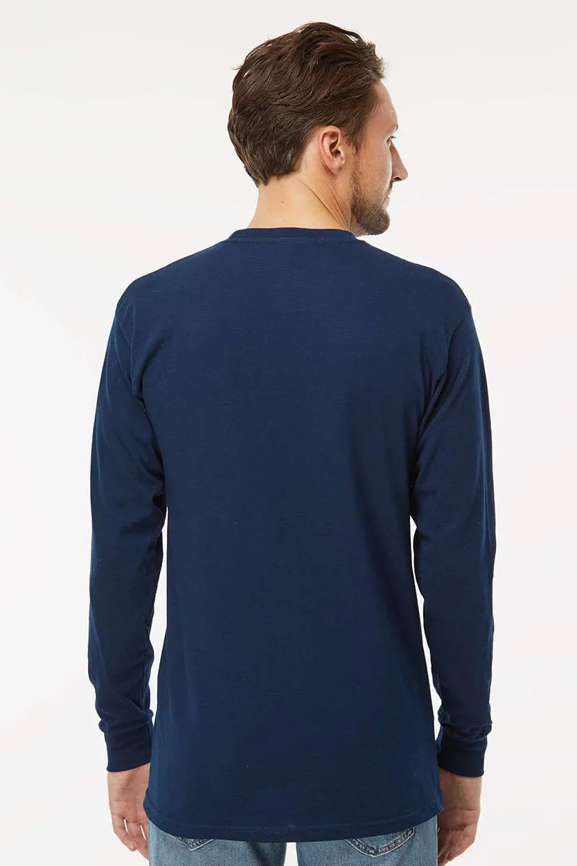 M&O Mens Gold Soft Touch Long Sleeve Crewneck T-Shirt - Deep Navy Blue