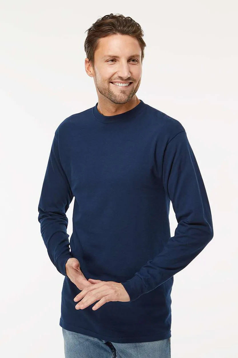 M&O Mens Gold Soft Touch Long Sleeve Crewneck T-Shirt - Deep Navy Blue