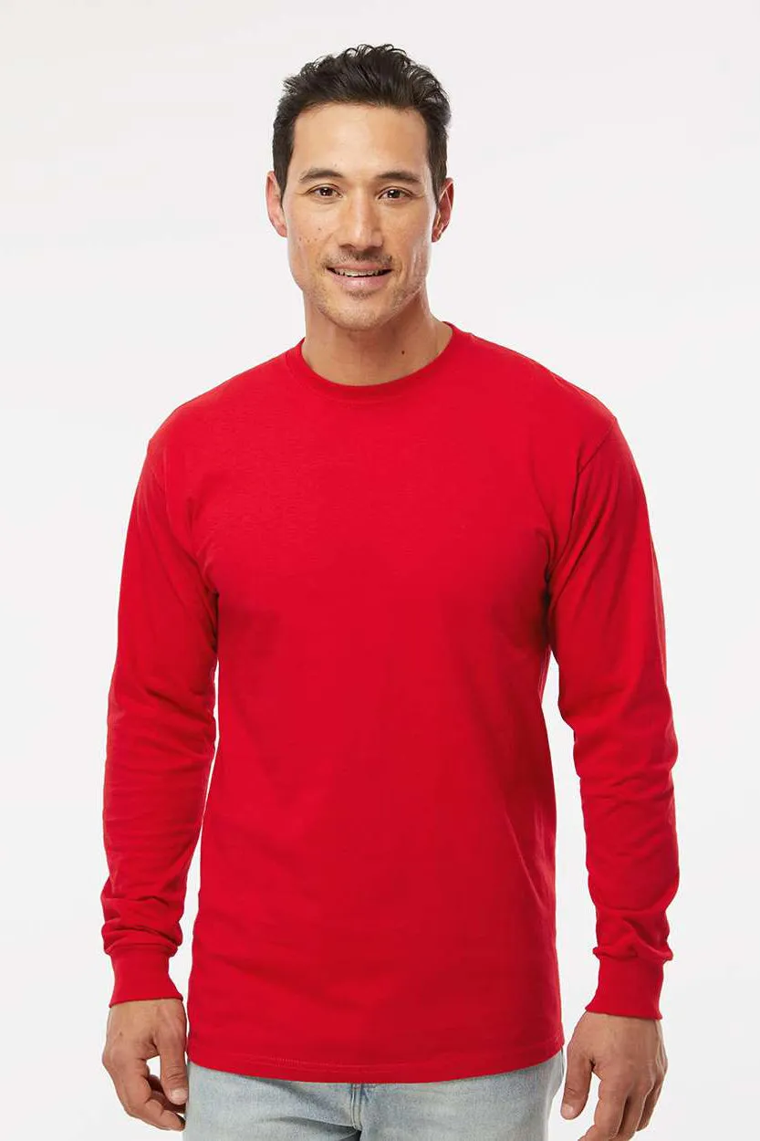 M&O Mens Gold Soft Touch Long Sleeve Crewneck T-Shirt - Deep Red