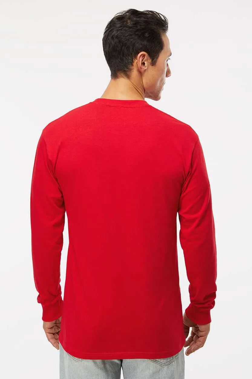 M&O Mens Gold Soft Touch Long Sleeve Crewneck T-Shirt - Deep Red