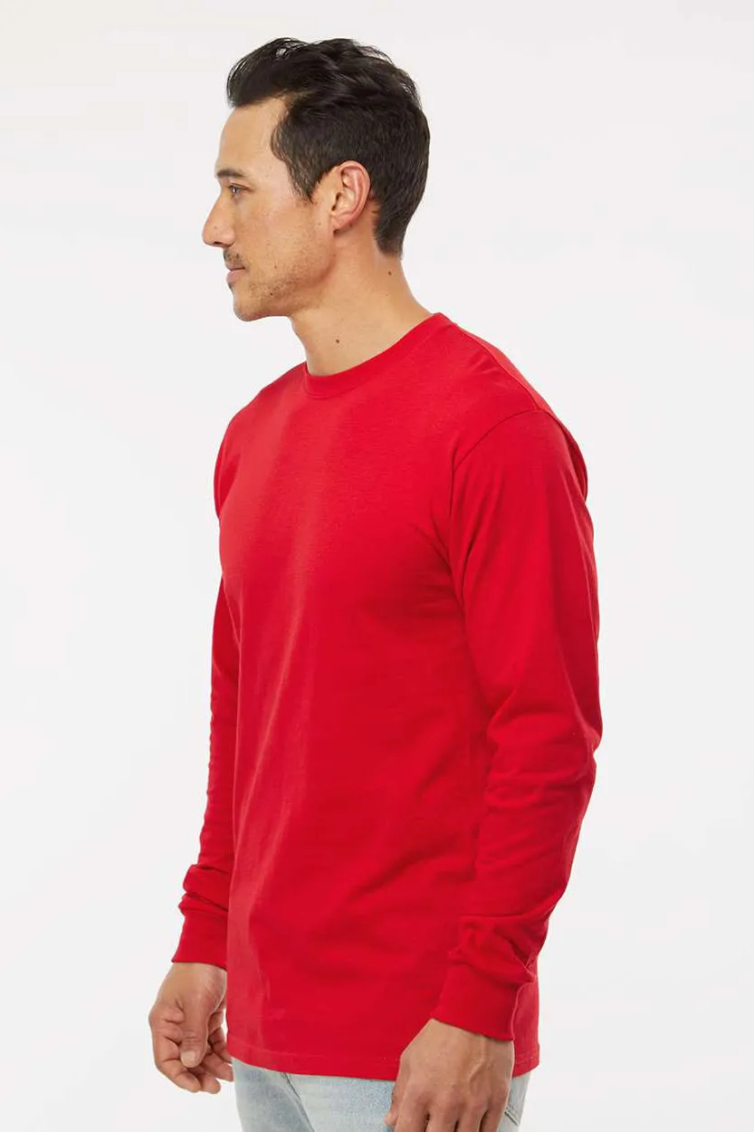 M&O Mens Gold Soft Touch Long Sleeve Crewneck T-Shirt - Deep Red