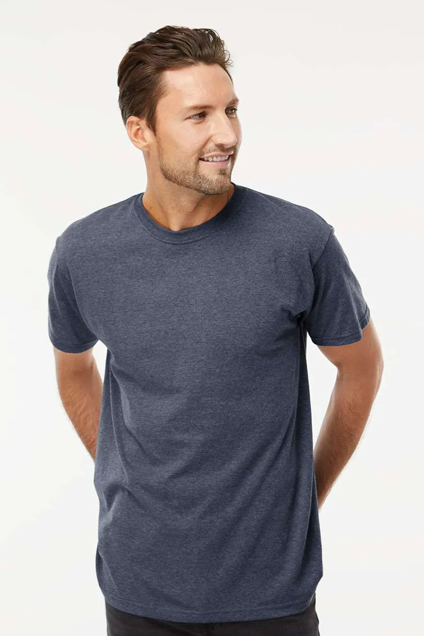 M&O Mens Gold Soft Touch Short Sleeve Crewneck T-Shirt - Heather Navy Blue