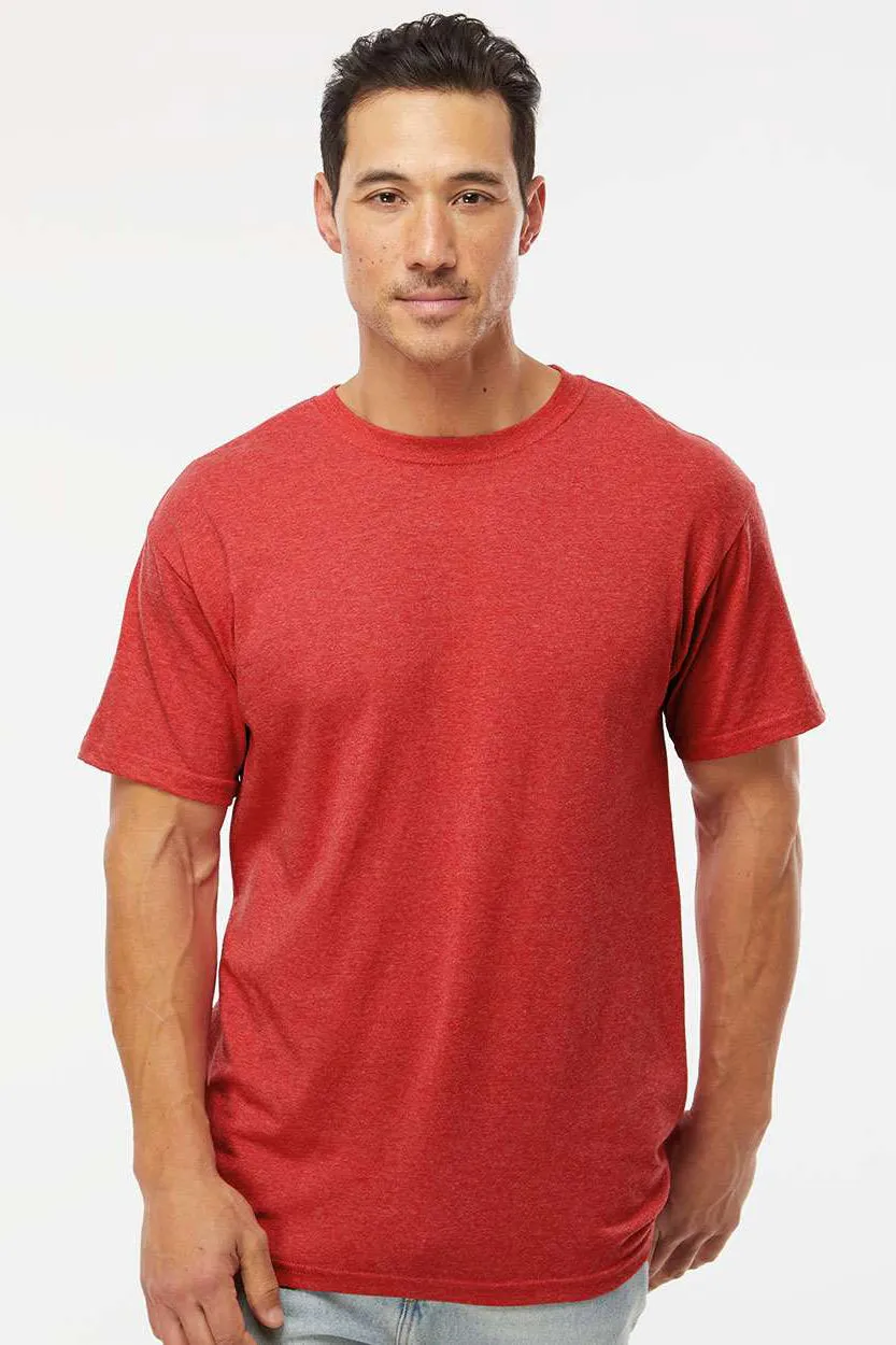 M&O Mens Gold Soft Touch Short Sleeve Crewneck T-Shirt - Heather Red