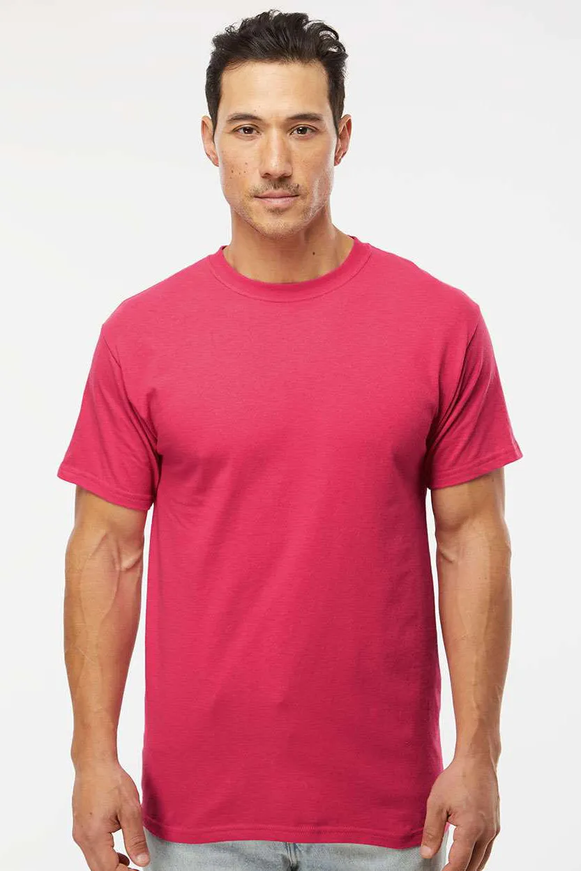M&O Mens Gold Soft Touch Short Sleeve Crewneck T-Shirt - Heliconia Pink
