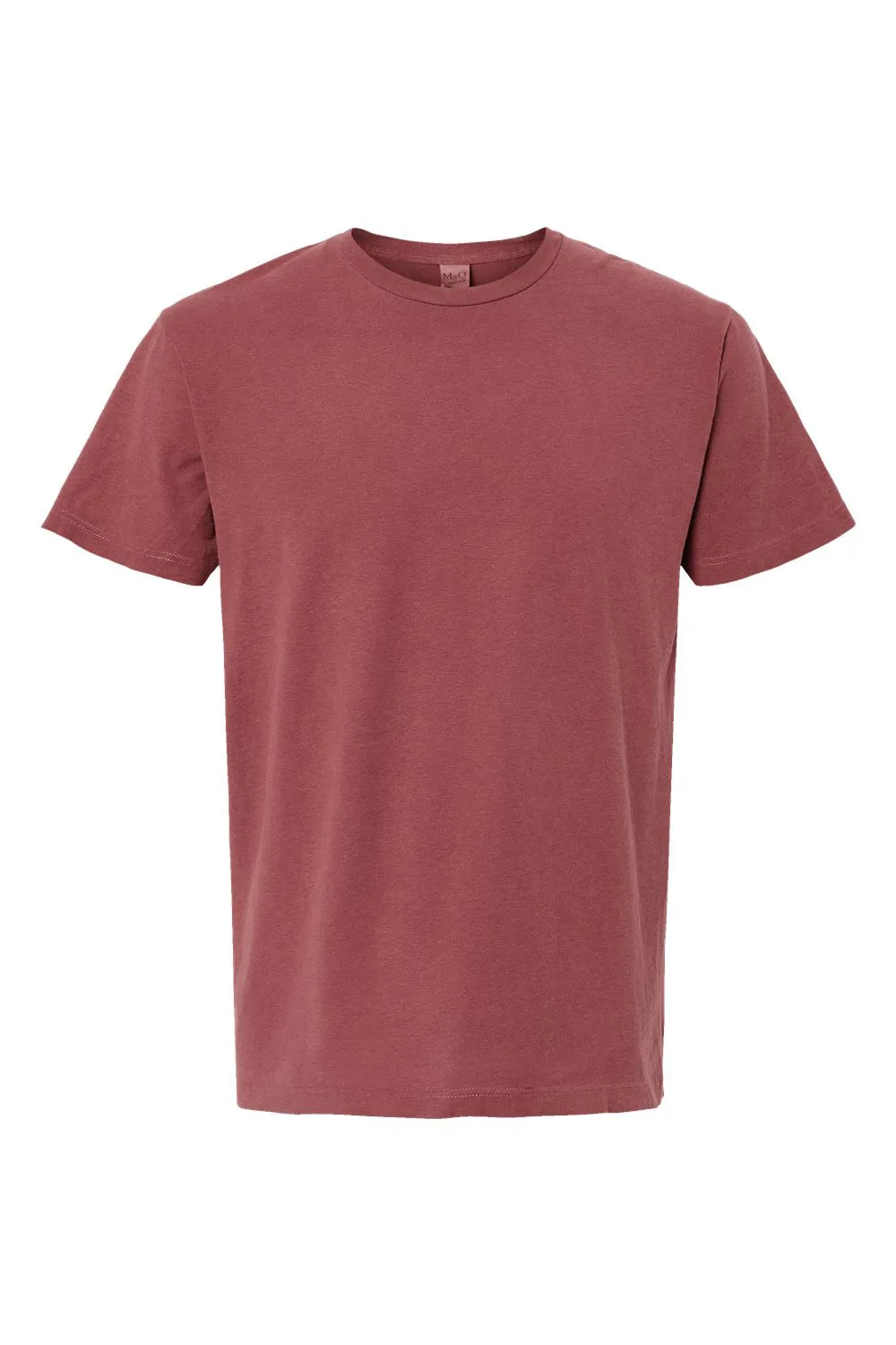 M&O Mens Vintage Garment Dyed Short Sleeve Crewneck T-Shirt - Brick Red