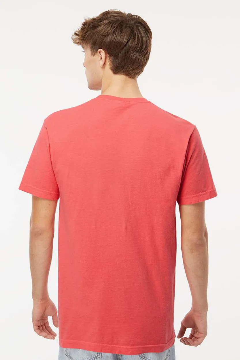 M&O Mens Vintage Garment Dyed Short Sleeve Crewneck T-Shirt - Bright Salmon