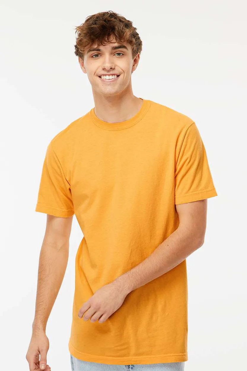 M&O Mens Vintage Garment Dyed Short Sleeve Crewneck T-Shirt - Citrus Yellow