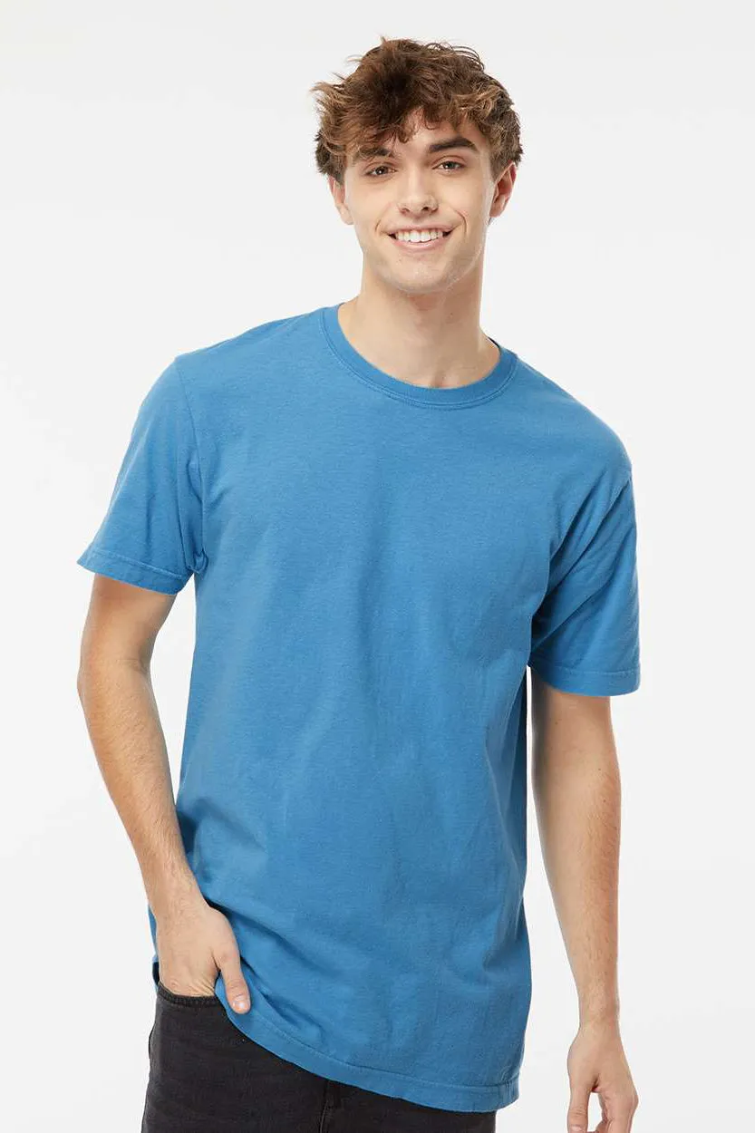 M&O Mens Vintage Garment Dyed Short Sleeve Crewneck T-Shirt - Royal Caribe Blue