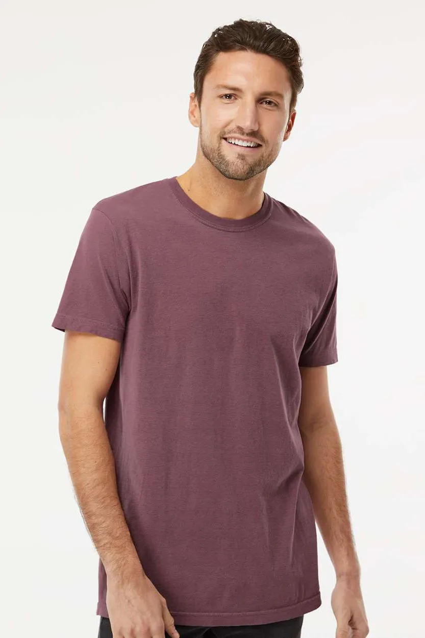 M&O Mens Vintage Garment Dyed Short Sleeve Crewneck T-Shirt - Vineyard Red
