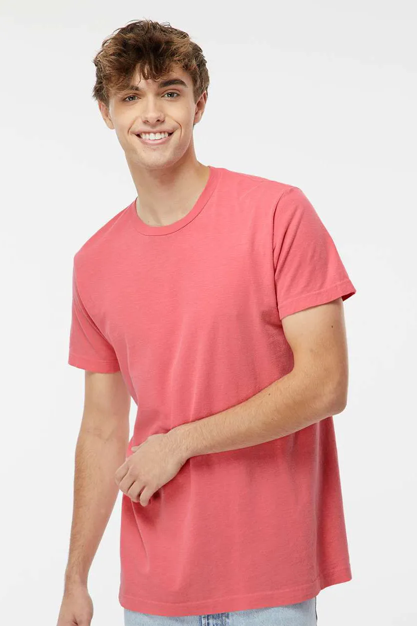 M&O Mens Vintage Garment Dyed Short Sleeve Crewneck T-Shirt - Watermelon Red