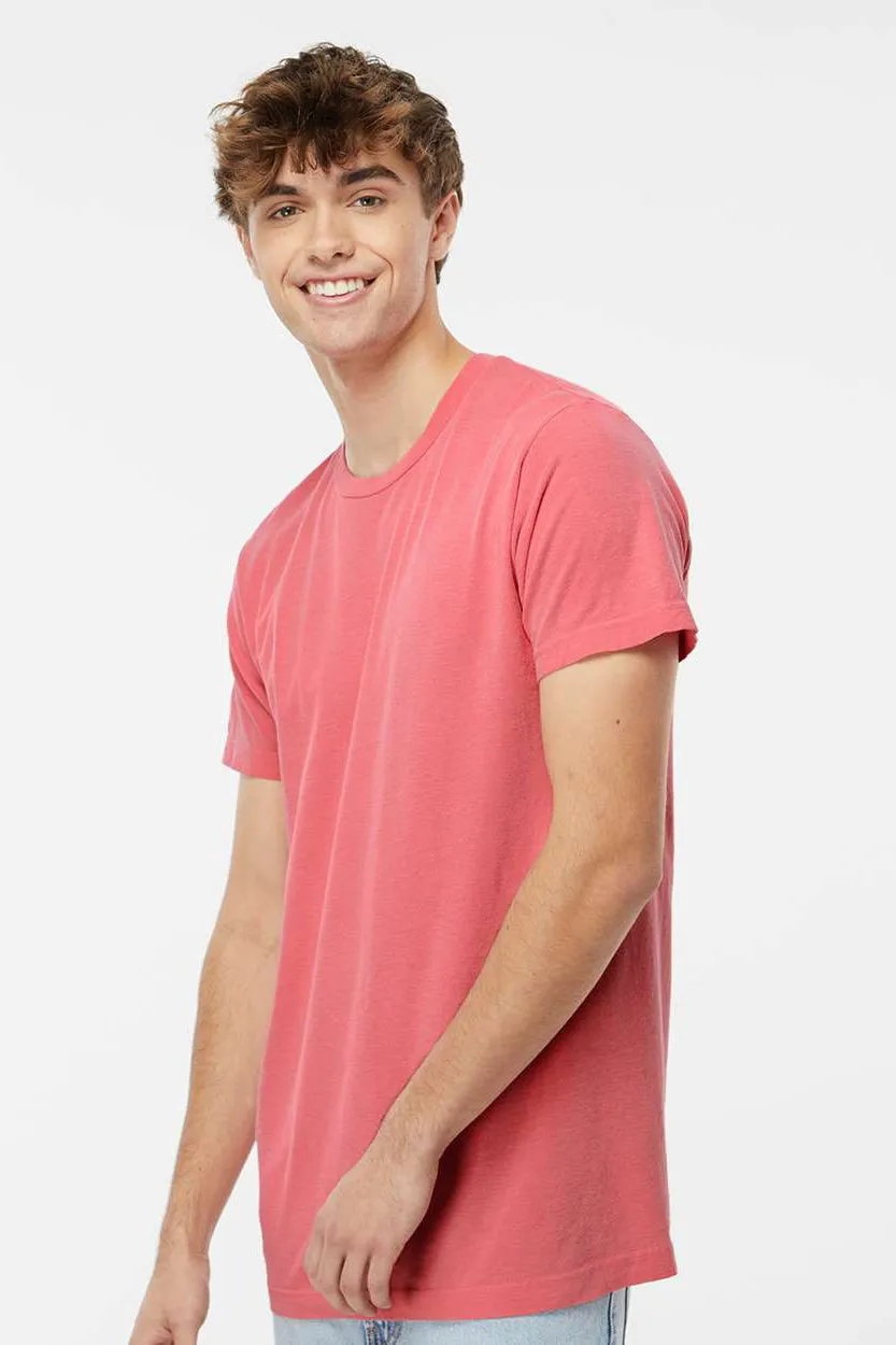 M&O Mens Vintage Garment Dyed Short Sleeve Crewneck T-Shirt - Watermelon Red