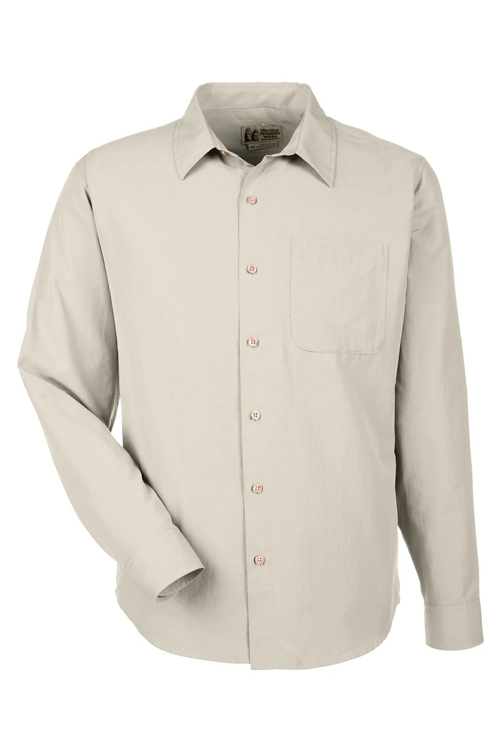 Marmot Mens Aerobora Long Sleeve Button Down Shirt w/ Pocket - Sandbar - Closeout