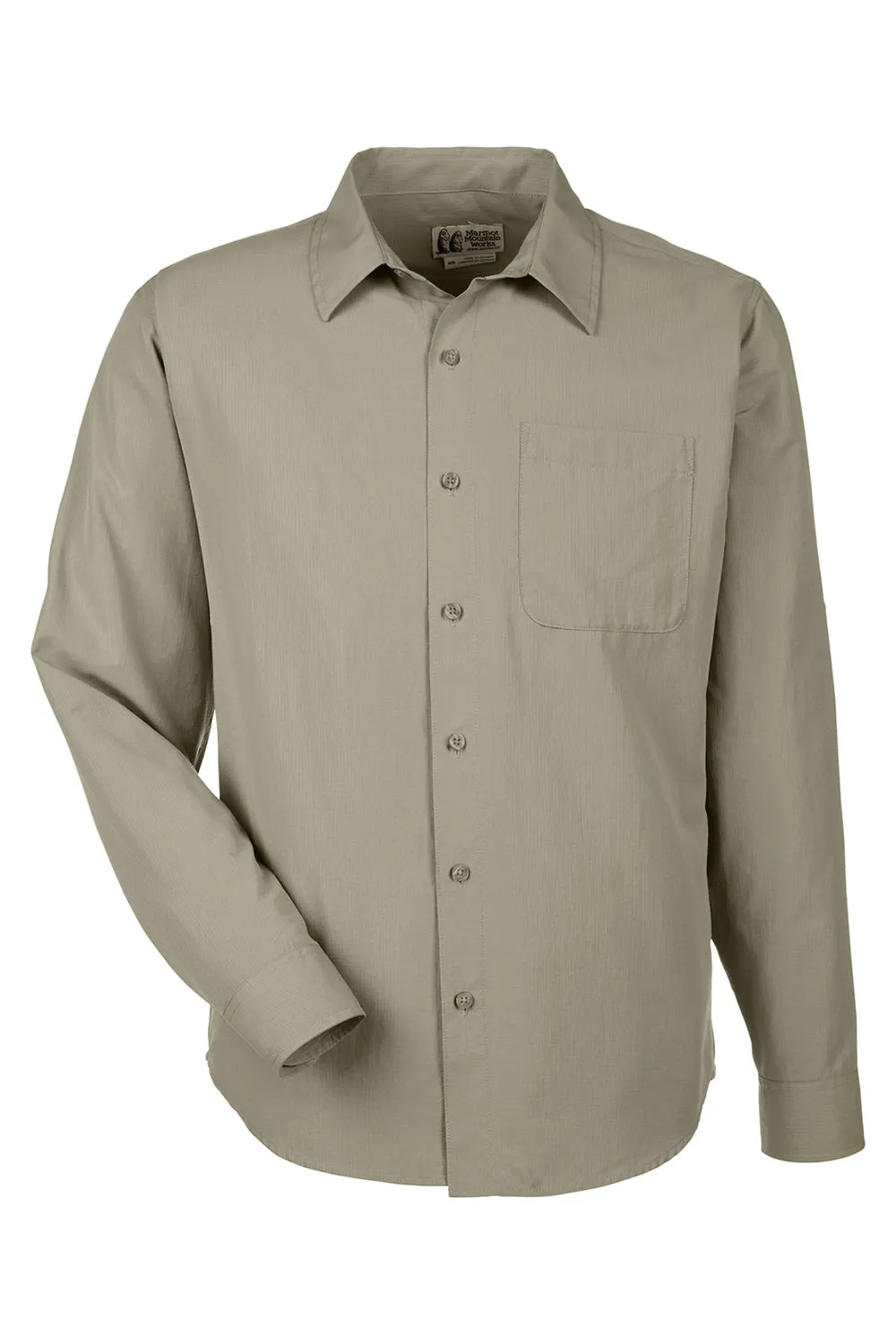 Marmot Mens Aerobora Long Sleeve Button Down Shirt w/ Pocket - Vetiver - Closeout