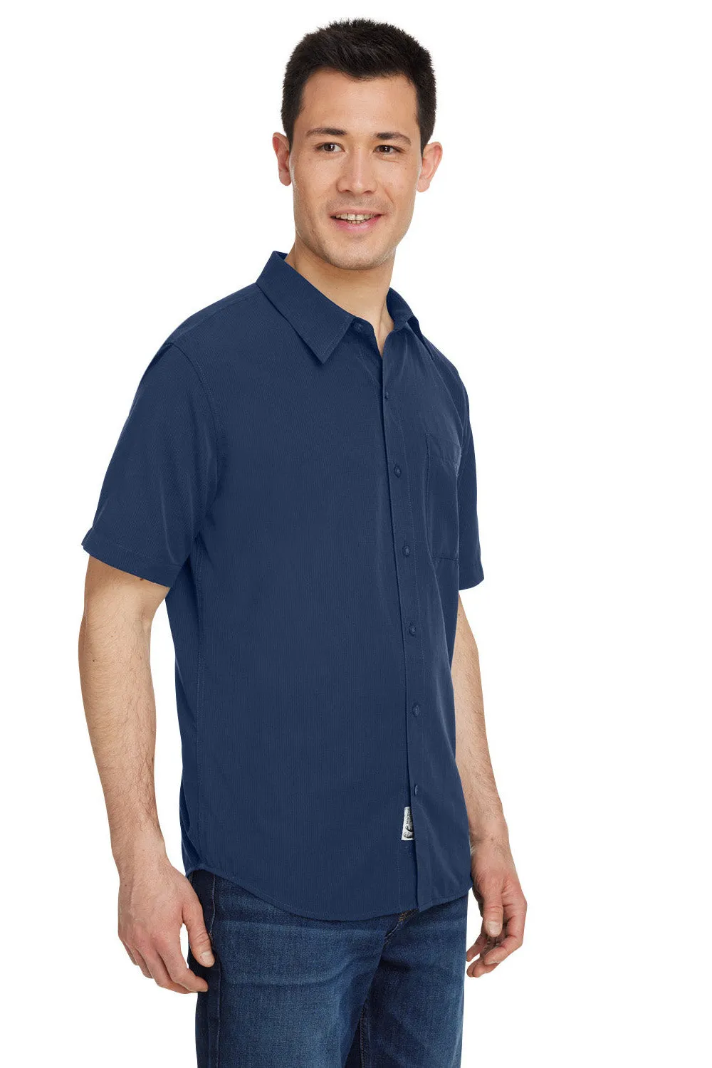 Marmot Mens Aerobora Short Sleeve Button Down Shirt w/ Pocket - Arctic Navy Blue - Closeout
