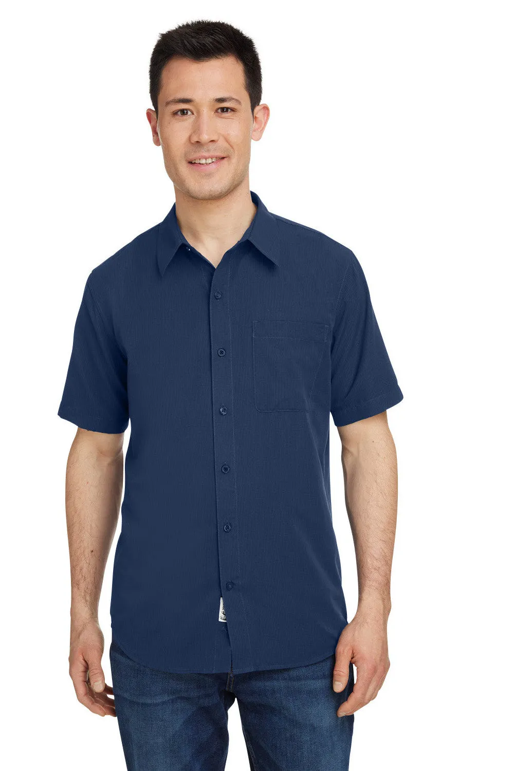 Marmot Mens Aerobora Short Sleeve Button Down Shirt w/ Pocket - Arctic Navy Blue - Closeout
