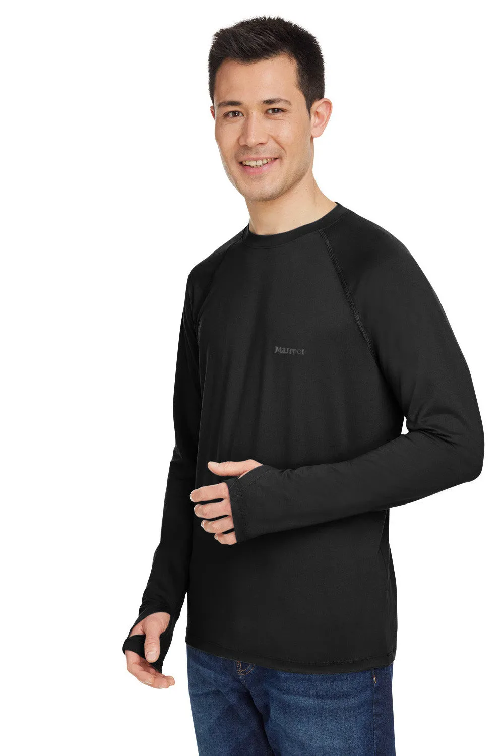 Marmot Mens Windridge Moisture Wicking Long Sleeve Crewneck T-Shirt - Black