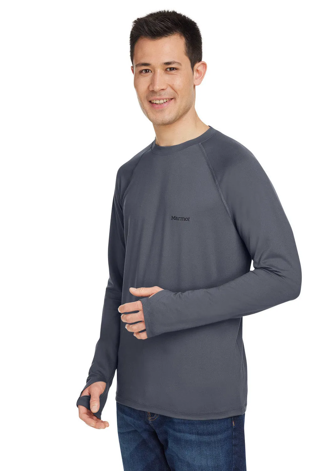 Marmot Mens Windridge Moisture Wicking Long Sleeve Crewneck T-Shirt - Steel Onyx Grey